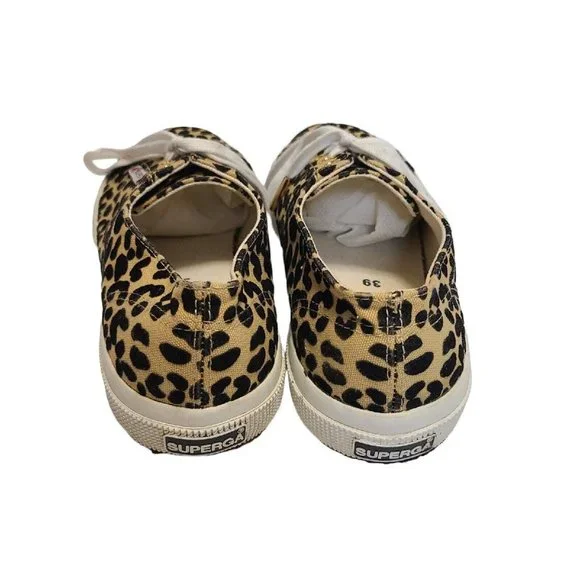 Superga Leopard Print Trainers Sneakers Tennis Shoes Womens 100% Cotton Size 8 - Picture 5 of 10